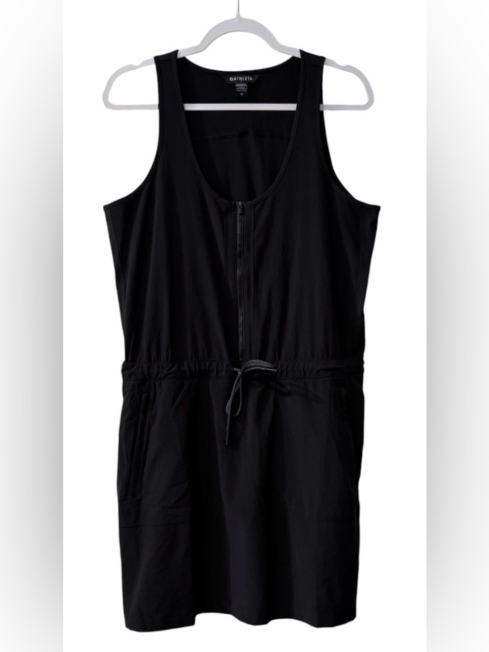 Athleta Expedition women’s 12 sleeveless front zip black skort dress